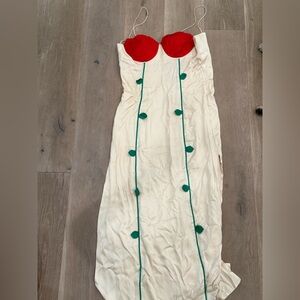 FARM Rio Cream Dress with Red and Orange Accents Small